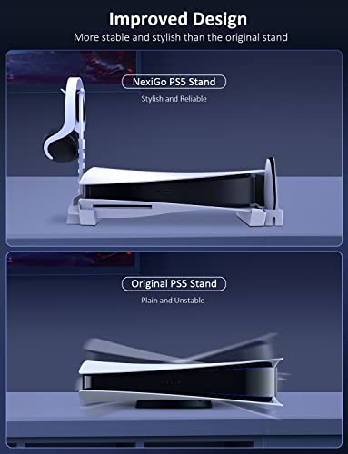 נקסיגו פס5 מערכת מודולרית עמדה אופקית, [עיצוב מינימליסטי], מעמד בסיס עם מחזיק אוזניות, חריצים מרחוק כונן ומדיה